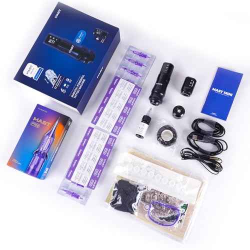 Mast Mini Tattoo Pen Kit - Cordless Corded Tattoo Gun Machine with 2 Batteries & RCA Cable 3.6mm Stroke Complete Tattoo Kit for Beginners Professionals