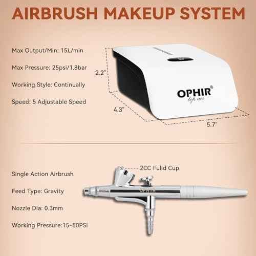 OPHIR Airbrush Makeup, Air Brush Kit with Air Compressor, 7x30ml Airbrush Foundation, 13x10ml Airbrush Blush Eyeshadow, Concealer & Loose Powder for Movie Stage Wedding Party Spray Makeup Airbrush