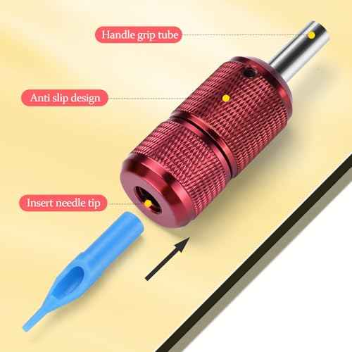 ATOMUS 25mm Tattoo Grips Tubes Self-lock Aluminum Alloy Tattoo Gun Grip Auto Self Locking Handle for Tattoo Machine Supply Body Art Tattoo Machine Parts (Red)