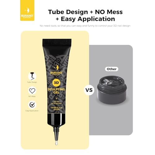 BURANO 3D Clear Nail Sculpting Gel, 15G Nail Glue Gel for Nail Art Designs, Clear Gel Polish Molding Gel for Drawing, Liner Gel for Sculpture and Decoration (1 Bottle)