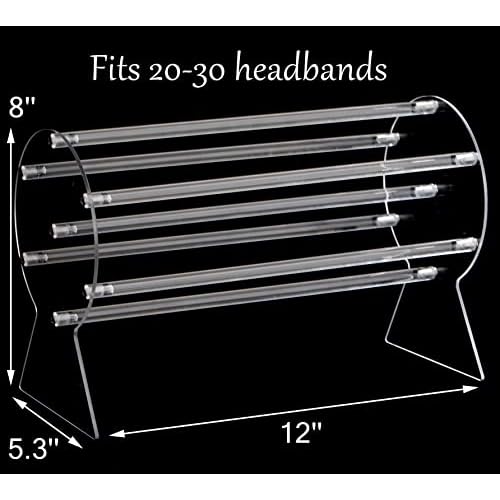 Yesland 2 Pack Acrylic Headband Holder - Clear Headband Organizer Display Stand for Girls - Hairband Rack Storage Holder for Hair Clasp, Bangles, Teen Girl, Women