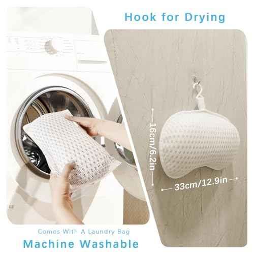 Bathtub Bath Pillows for Tub - Bathtub Pillow for Neck & Back Support with Ergonomic TPE, 4D Mesh Upgraded Bath Tub Pillow Headrest with 3 Strong Suction Cups & Hook, Bathroom Accessories, Spa Gifts