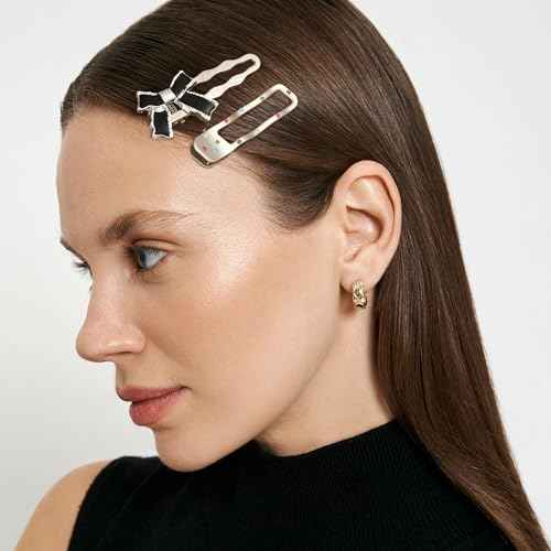 10 PCS Metal Hair Clips Silver Duckbilled Alligator Clips for Hair Styling Star Bow Butterfly Flower 2000s Hair Accessories for Girls Non Slip Hair Barrettes for Women Cool Hairpin Set