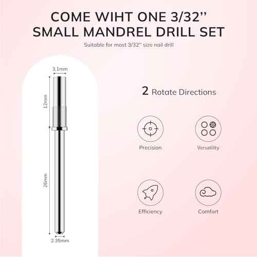 Lavinda Small Sanding Bands Nail Drill Bit, 80 Piece Extra Fine Sanding Bands for Nail Drill with 3.1mm Mandrel Bit for Acrylic Nails Gel Removing Shaping Polishing Nail Salon Use (240 Grit, Pink)