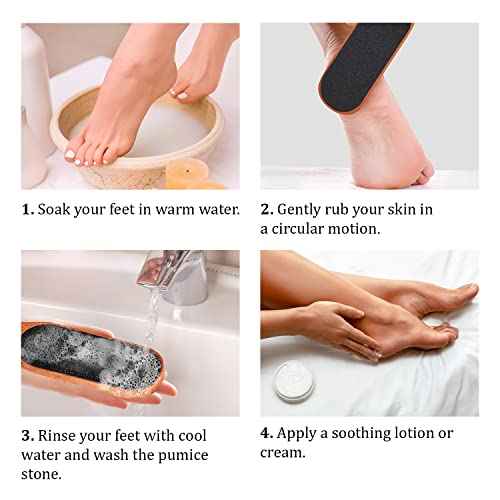 Pumice Stone Foot File - Wooden Pedicure Feet Scrubber with Handle for Callus, Dry, and Dead Skin Removal - Heel Scraper for Feet, Hands, and Body - Foot Filer for Use in Shower