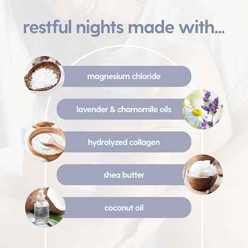 M3 Naturals Lavender & Chamomile Magnesium Lotion for Sleep, Relaxing Nightime Cream for Leg Cramps, Sore Feet and Joints | With Moisturizing Shea Butter, Coconut Oil, Collagen, Stem Cells, 8 fl oz