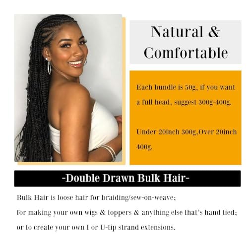 QTHAIR Deep Wave Bulk Human Hair For Braiding No Weft (24"#1 Jet Black) 16A 100% Unprocessed Brazilian Deep Wave Human Hair Virgin Hair Extensions Two Bundles Micro Braiding