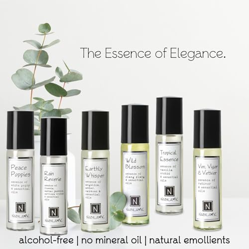 Nabila K Roll-on Perfume (Set of 6) with Essential Oils Alcohol-Free, All-Natural, Organic, Long-Lasting Fragrance - Travel-Size Perfume for Women - TSA Approved, 0.33 oz / 10 ml