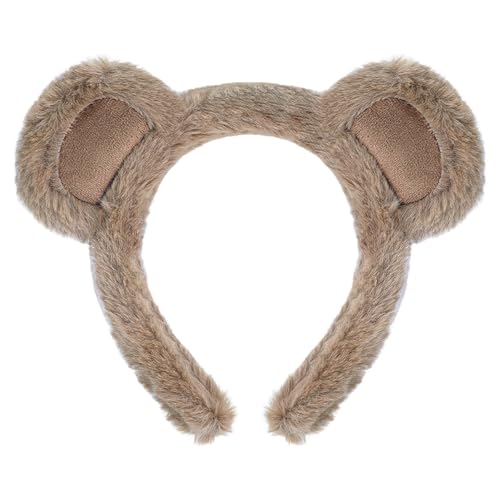 Brown Bear Ear Headband Halloween Cosplay Plush Short Fur Animal Ears Christmas Party Costume for Women (bear ear)