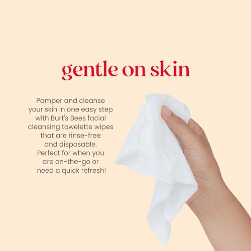 Burt's Bees Stocking Stuffers, Aloe Vera Face Wipes, for Sensitive Skin, Soothing Makeup Remover & Facial Cleansing Towelettes Christmas Gifts, 30 Ct. (3-Pack)