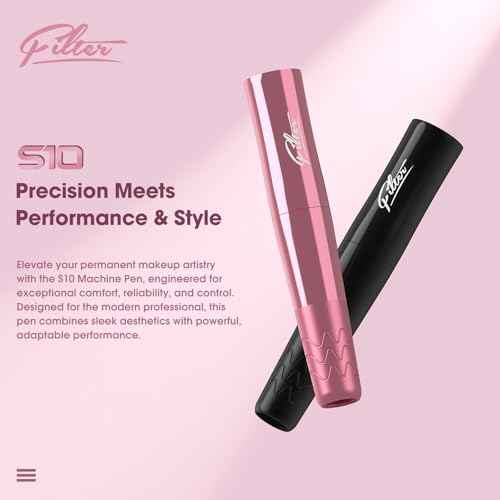 Filter Tattoo Gun - Permanent Makeup 2.8mm Stroke Machine with 2Pcs Battery Power Supply Lightweight Tattoo Pen for Beginners and Women Artists (S10 Pink)