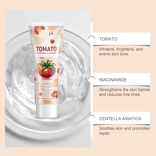 Tomato Facial Cleansing Milk - Gentle Deep Cleansing, Oil Control, Pore Refining & Skin Brightening Face Wash For All Skin Types(3PCS)