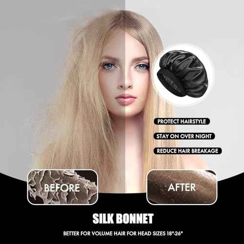 Satin Silk Bonnet for Sleeping, Double Layer Silk Sleep Cap for Men & Women, Soft Satin Lined Bonnet for Curly Hair
