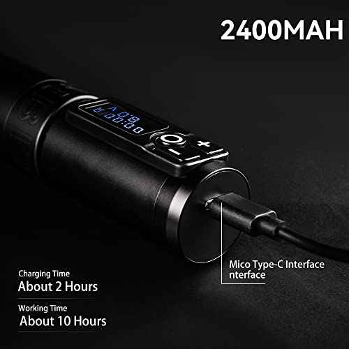 Ambition Trident Wireless Tattoo Machine - Rotary Tattoo Cartridge Machine Battery Pen with 2400mAh Power Coreless Motor Digital LED Display for Professionals and Beginners Tattoo Artist