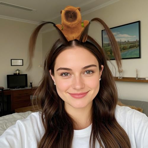 UQJE Capybara Headband Funny Stuffed Capybara Hairband Cute Plush Hairpin Headwear Accessories