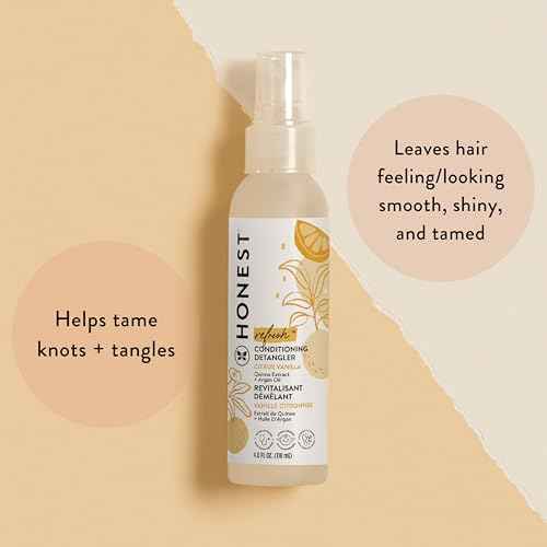 The Honest Company Conditioning Hair Detangler, Tear-Free Hypoallergenic Leave-In Conditioner and Fortifying Spray, Citrus Vanilla Refresh, 4 fl oz