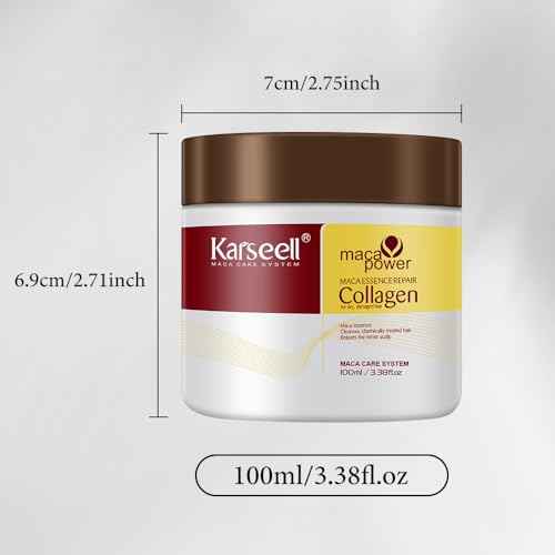 Karseell 3.38floz 100ml Collagen Hair Treatment Deep Repair Conditioning Argan Oil Collagen Hair Mask Essence for Dry Damaged Hair All Hair Types