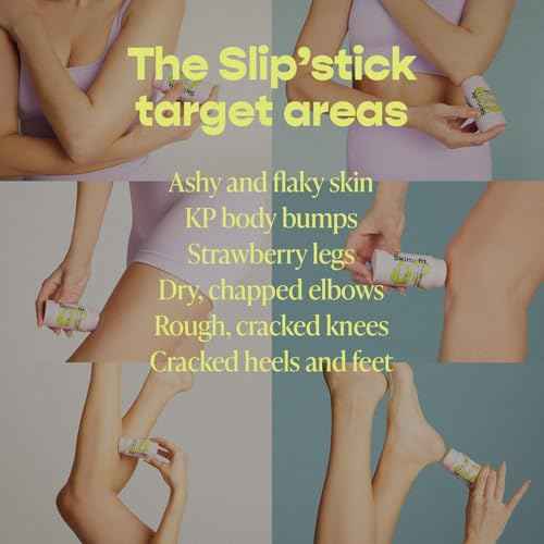 The Slip'stick Glycolic Acid Exfoliating Body Lotion Stick for Strawberry Legs, Bumps on Arms and Dry Rough Skin. KP Treatment with 10% AHA, 2% BHA, Shea Butter and Coconut Oil 3 OZ