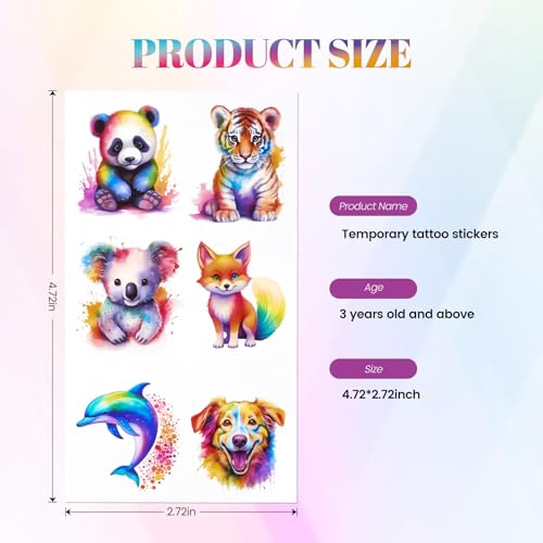 120PCS Temporary Tattoos for Kids, Cute Animal Temporary Tattoos for Boys Girls, Fake Tattoos Stickers for Birthday Party Gifts, Home Activity, Class Prizes, Carnival Rewards