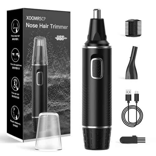 Nose Hair Trimmers for Men£¬Rechargeable Hair Trimmer 2 in 1 Painless Multifunctional Ear and Nose Hair Trimmer with IPX7 Waterproof Dual Edge Blades (Black Silver)
