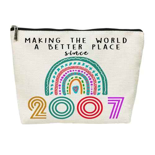 18th Birthday Gifts for Girls Cosmetic Bags, 2007 Happy 18th Birthday Decorations for Teen Girls Makeup Bag, 18 Year Old Girl Gifts for Daughter, Sister, Granddaughter (2007)