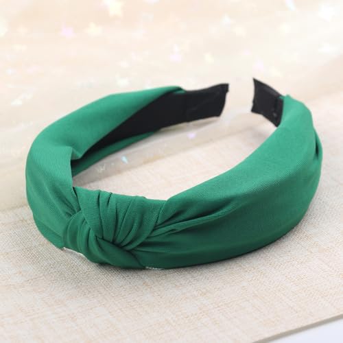 Green Knotted Headbands for Women Wide Knot Hair Bands Girls Hair Accessories for Christmas Birthday Party Supplies