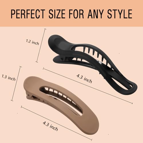 Flat Hair Clips For Women - French Concord Lay Flat Claw Clips for Thin Thick Curly Hair,Strong Hold Duck Billed Clips£¬Comfortable Curved Design Alligator Hair Clips[6-Pack 4.3 Inch]
