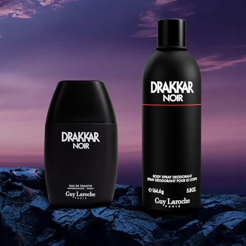 Guy Laroche Drakkar Noir, Iconic Designer Fragrance, Intense & Powerful Body Spray, Fougere Blend & Aromatic Spices, Long Lasting Mens Cologne, Day and Evening Scent
