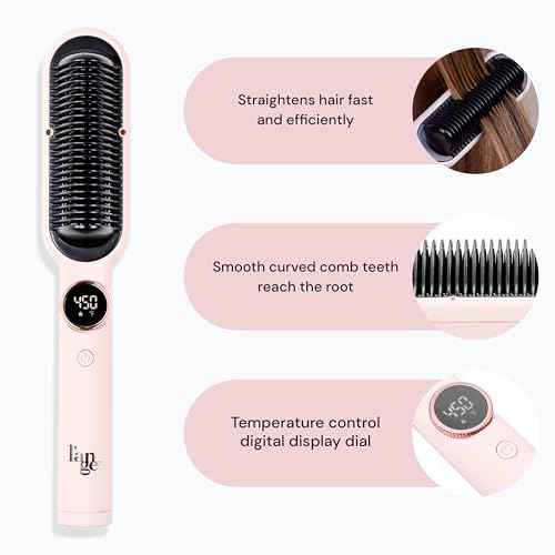 L'ANGE HAIR Smooth-It 2-in-1 Hot Comb Straightener | Digital Straightening Comb with Adjustable Heat Dial | Ionic Technology for Frizz-Free Styling | for All Hair Types (Digital Comb - Blush)