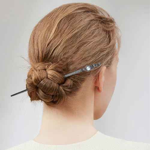 6 PCS Moonstone Hair Sticks Shinny Moonstone Metal Hairpins Vintage Chinese Style Hair Chopsticks for Women Girls Long Hair Elegant Hair Accessories