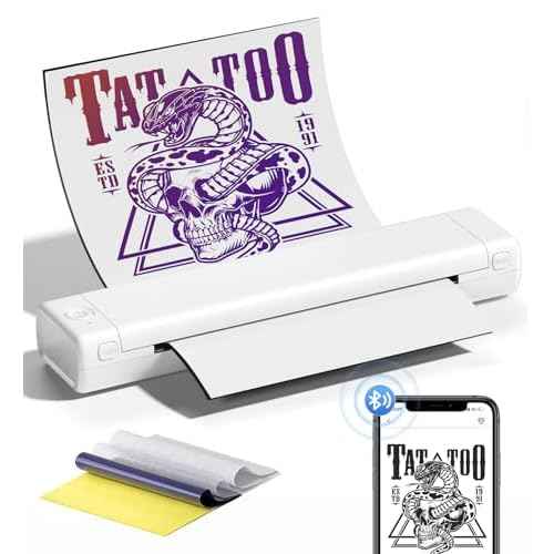 Phomemo M08F Tattoo Stencil Printer, Wireless Tattoo Printer Machine, Thermal Printer Tattoo, Compatible with Smartphone, Pad and PC, with 10pcs Transfer Paper (White)