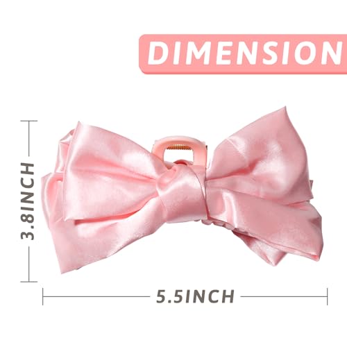 Pink Bow Hair Clip Girls Bows Clips Premium Satin Hair Claw Clip Nonslip Bow-Knot Hair Jaw Clips for Women Girl Birthday Halloween Christmas Hair Accessories (pink)