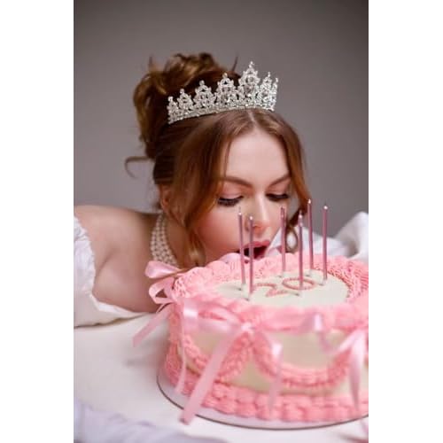WOVOWOVO Princess Crown Queen Birthday Tiara for Women Girls, Silver Crystal Tiaras and Crowns Headband Hair Accessories for Bride Wedding Halloween Costume Party Prom Christmas Gifts