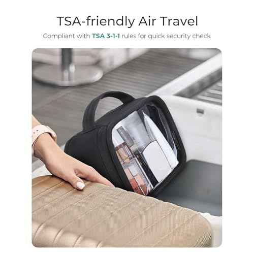 BAGSMART TSA-Approved Toiletry Bag, Large Opening Clear Makeup Bag with Handle, Quart Sized Travel Toiletry Bag, Carry-On Airline Compliant for Men and Women (Black)