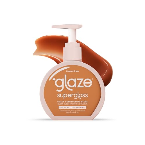 Glaze Supergloss Color Conditioning Gloss With Dispensing Pump ? Hydrating Semi-Permanent Color Hair Gloss & Shine Boost ? Vegan, Cruelty-Free ? 6.4 fl oz - Copper Crush - Bright Copper