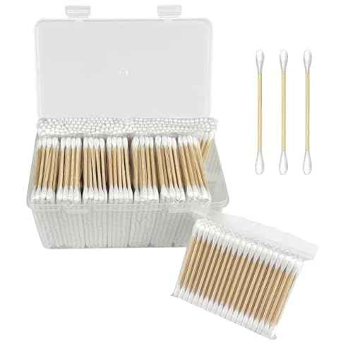1000 ct (2000 Tips) Bamboo Cotton Swabs - Biodegradable Double Tips Cotton Buds - Natural Organic Cotton Swabs - Pure Cotton Buds For Ear Beauty & Personal Care