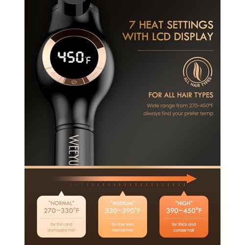 Large Curling Iron 2 Inch, Ceramic Long Barrel Hair Curling Wand, Hair Styling Tool, Dual Voltage, LCD Display, Black