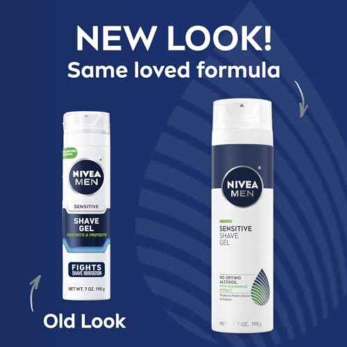 NIVEA MEN Sensitive Shave Gel with Vitamin E, Soothing Chamomile and Witch Hazel Extracts, 3 Pack of 7 Oz Cans