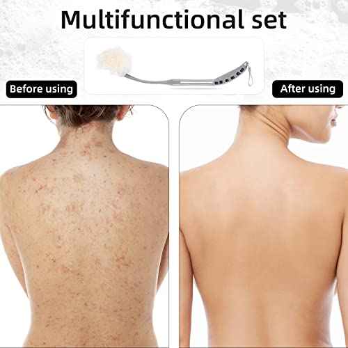 Loofah on a Stick, 20.5¡± Shower Sponge Loofah Back Scrubber, Exfoliation and Improved Skin Health, Back Loofah for Shower for Men Women