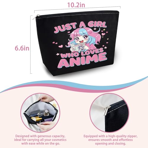 Anime Gifts for Women Anime Lover Gifts for Women Friend Sister Animes Fans Makeup Bag Cosmetic Pouch with Zipper Travel Toiletry Makeup Organizer Kawaii Animes Merch Stuff Accessories