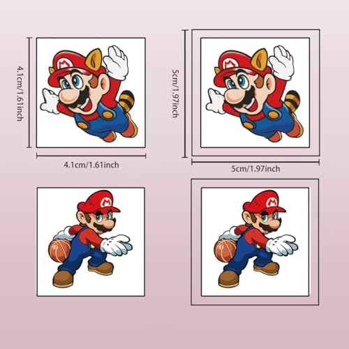 40Sheets Cartoon Mario Temporary Tattoos for Kids Birthday Party Favors Cute Mario Decoration Sticker Gifts for Girl Boys Home Activity Class Prizes Carnival Christmas Rewards