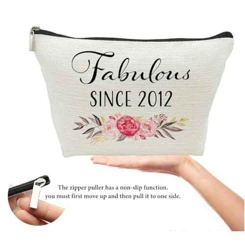 13rd Birthday Gifts for Girls, Sweet 13 Year Old Gift Makeup Bag, 13 Birthday Gift Makeup Bags for Her, Sister, Daughter, Niece, Granddaughter, Teen Girl Gifts Cosmetic Bag, Fabulous Since 2012