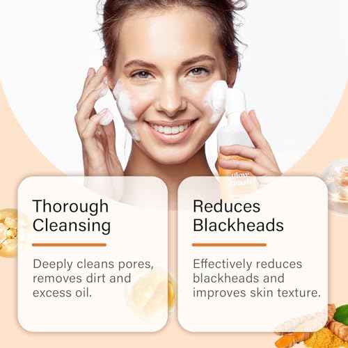 Turmeric Face Wash+Turmeric Cleansing Pads,100% Natural Turmeric Cleansing Pads, Reduce Blemishes & Dark Areas,Daily Cleansing,Cleans the Skin, Gentle Skin Care(1Set)