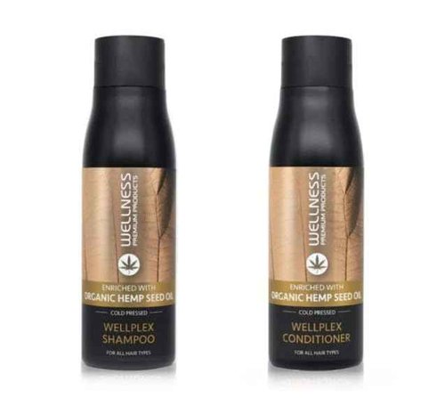 Wellness Premium Wellplex Hemp Infused Hair Repair Bundle | Includes Repair Shampoo & Rejuvenating Conditioner | Hydrates & Strengthens with Organic Hemp Seed Oil & Hyaluronic Acid | Vegan 2x500ml