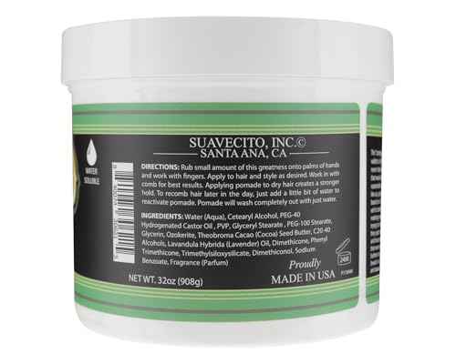 Suavecito Pomade Matte (Shine-Free) Formula 32 oz, 1 Pack - Medium Hold Hair Pomade For Men - Low Shine Matte Hair Paste For Natural Texture Hairstyles