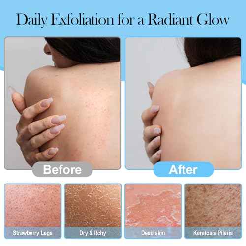 ?Dual-Function Exfoliating Glove for Shower- Body Scrubber & Shower Loofah 2-in-1 - Korean Exfoliating Mitt for Remover Dead Skin and Keratosis - Smooth Skin - Blue (1-Pack)