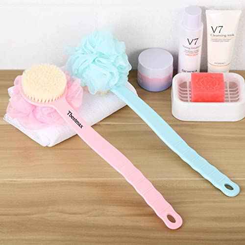 Tbestmax Loofah Back Scrubber Long Handle Shower Body Brush with Soft Mesh Sponge for Women Skin Exfoliating Bath, Massage