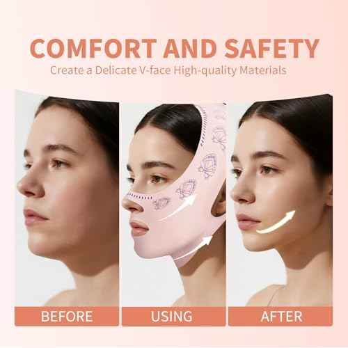 Chin Strap for Sleeping, Reusable Double Chin Reducer Eliminator for Women, V Line Lifting Mask Face Slimming Strap, Breathable Jawline Exerciser Lifting & Firming Prevent Sagging