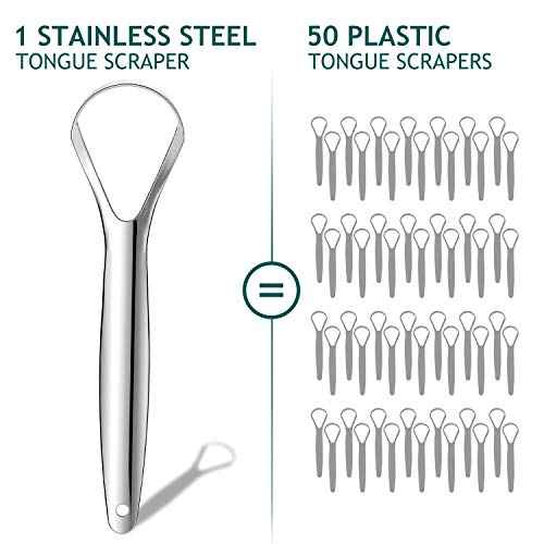 Tongue Scraper (2 Pack), Wide-head Tongue Cleaner with Nice Carrying Box, Easkep 100% Stainless Steel Tongue Scrapers Cleaners, for Men, Women, Adults, Kids