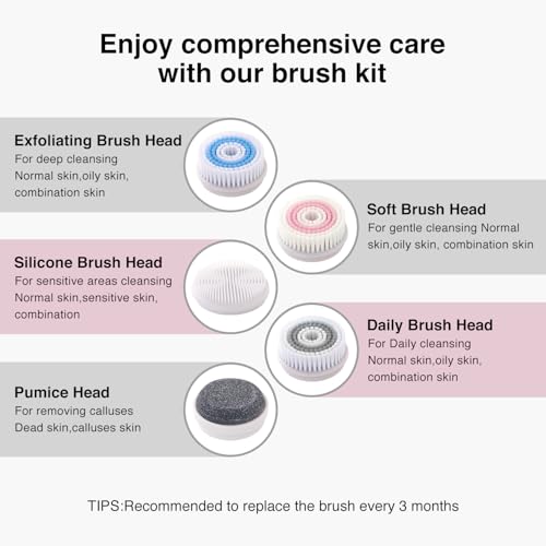 Face Scrubber Exfoliator with LCD Screen,Rechargeable Facial Cleansing Brush IPX7 Waterproof 3 in 1 Blackhead Remover Vacuum for Exfoliating,Massaging and Deep Pore Cleansing